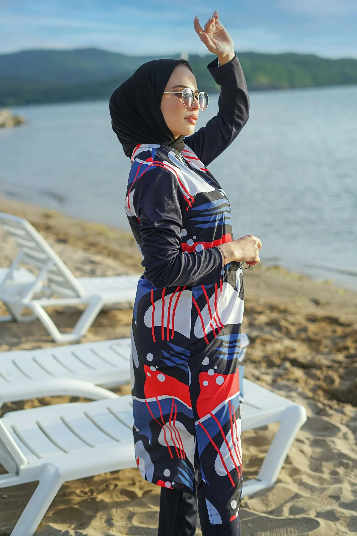 

Женский купальник в мусульманском стиле, длинный купальник в стиле хиджаб с полностью закрытым ворсом, модный дизайнерский купальник высок...