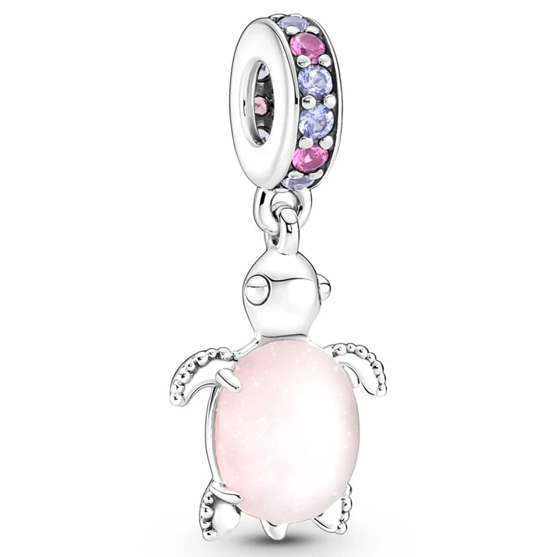 

Authentic 925 Sterling Silver Moments Murano Glass Sea Turtle Dangle Charm Bead Fit Pandora Bracelet & Necklace Jewelry