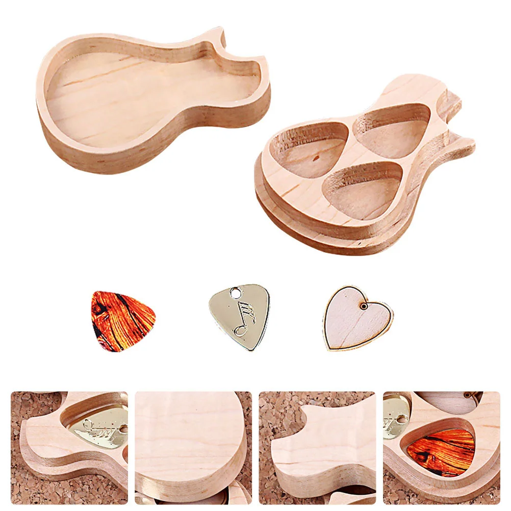 

1 Set Wood Plectrum Box Guitar Accessories Guitar Picks Variety Pack Guitar Custom Pick Wooden Ukulele Pick
