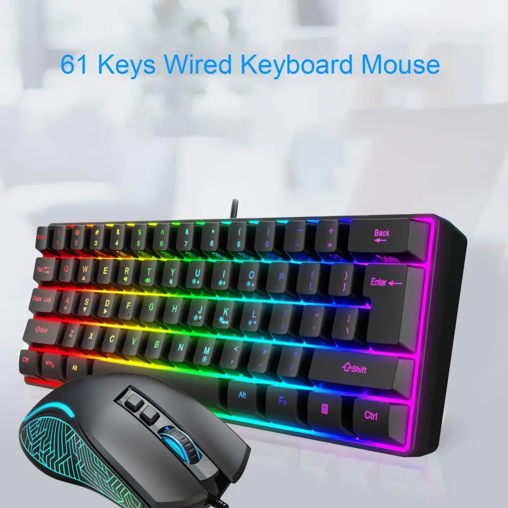 

7-color Backlight Widely Compatible Tablet Laptop Wired Gaming Keyboard Mouse for Gamer
