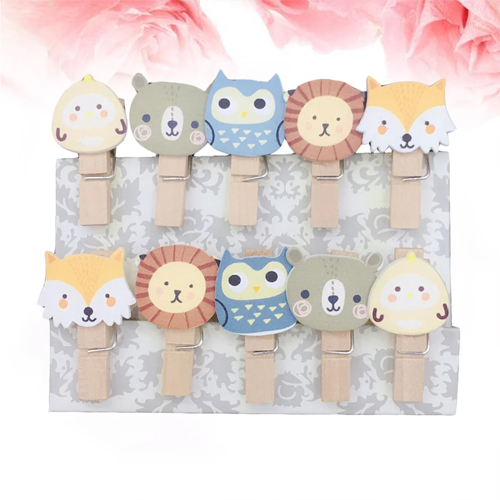 

Clips Clothespins Photo Wooden Paper Pegs Wood Hanger Postcard Message Picture Cute Twine Jute Mini Cartoon Holder