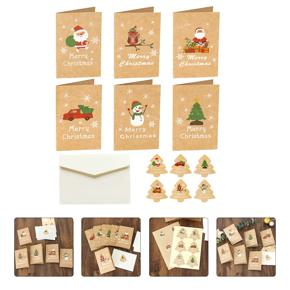 

Christmasgreetingholiday Invitation Gift 3D Note Envelope Blessing Merry Paper Sticker Message Wishes Kraft Santa Cute Homemade