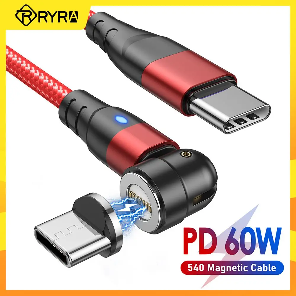 

Магнитный кабель RYRA Quick Charge 4,0 USB C To Type C кабель PD 60 Вт Кабель для быстрой зарядки и передачи данных для Huawei P40 Xiaomi MacBook