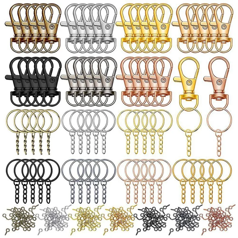 

280Pieces Key Chain Rings Kit:35Pieces Lobster Clasp+35Pieces Key Rings Chains+210Pieces Screw Eye Pins Hooks(7Colors)