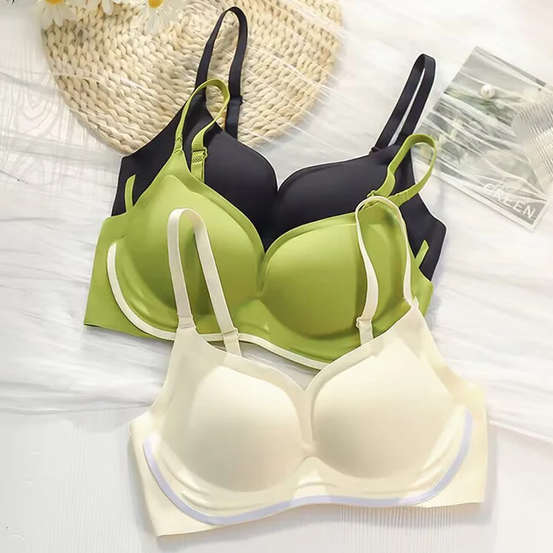 

Traceless Underwear Women's Small Chest Gathered No Underwire Sling Beautiful Back Soft Support Fixed Cup Anti-Sagging Bra Cover