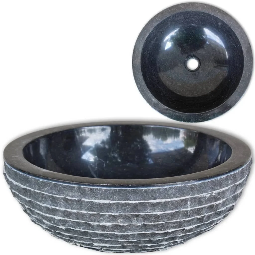 

Bathroom Wash Basin,Marble Bowl Sinks, Bathrooms Decoration Black 40 x 15 cm (D x H)