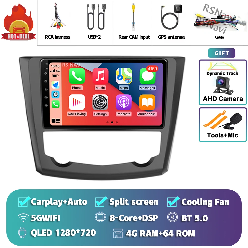 

Автомобильный радиоприемник Android 15 для Renault Kadjar 2015-2019 навигация GPS мультимедийный видеоплеер стерео wifi + 4G Carplay auto 2 DIN DVD