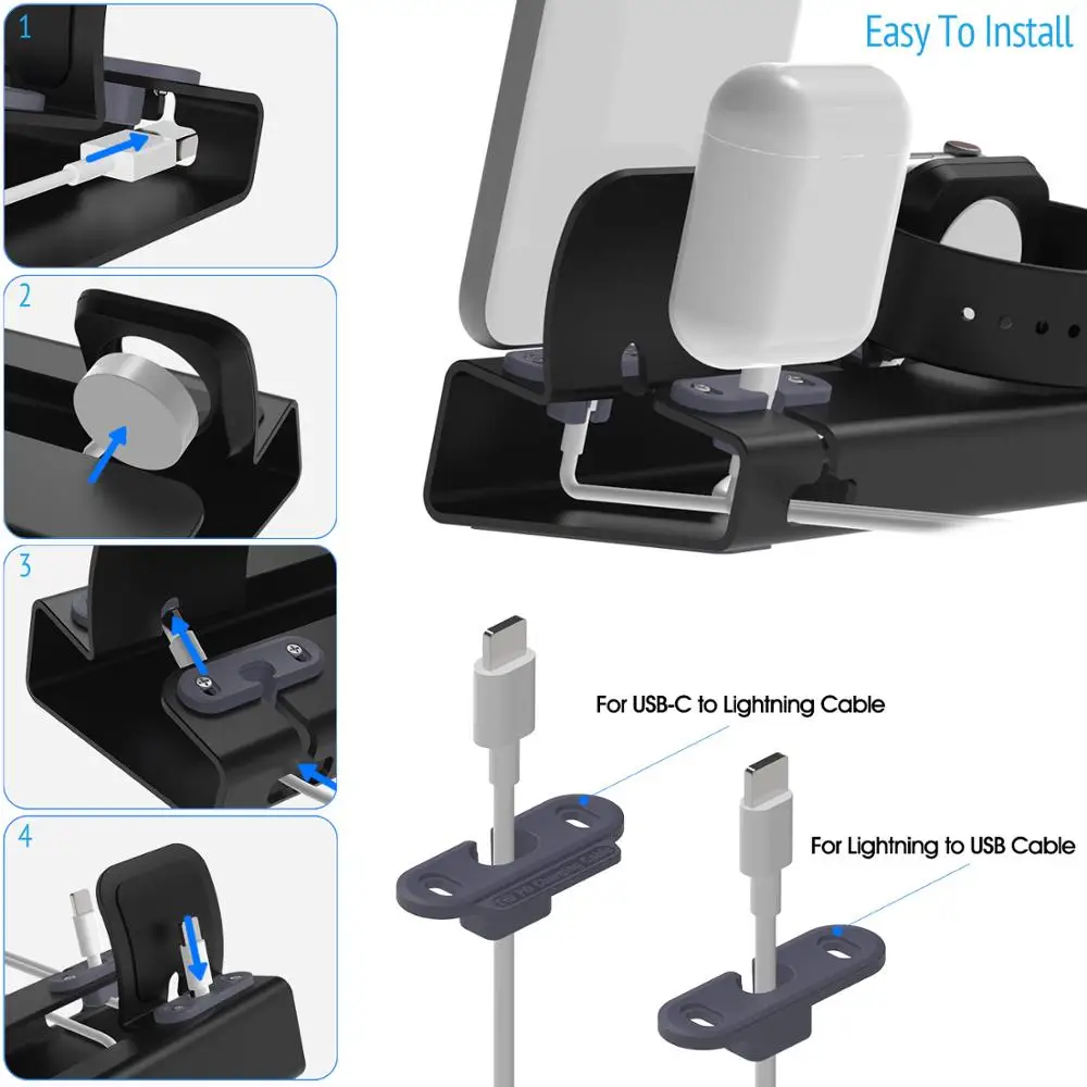 Aluminum 3 in 1 Charging Stand for iPhone 14 13 12 Pro 11 XR 8 Apple Watch Airpods Pro Charger Dock Station Holder For iWatch