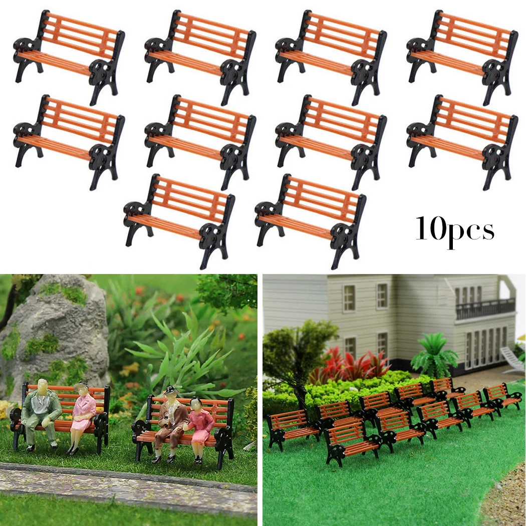 

10pcs Model Train HO TT Scale 1:87 Bench Chair Settee Street Park Layout Crafts Garden Building Landscape Accessories Kids Toys