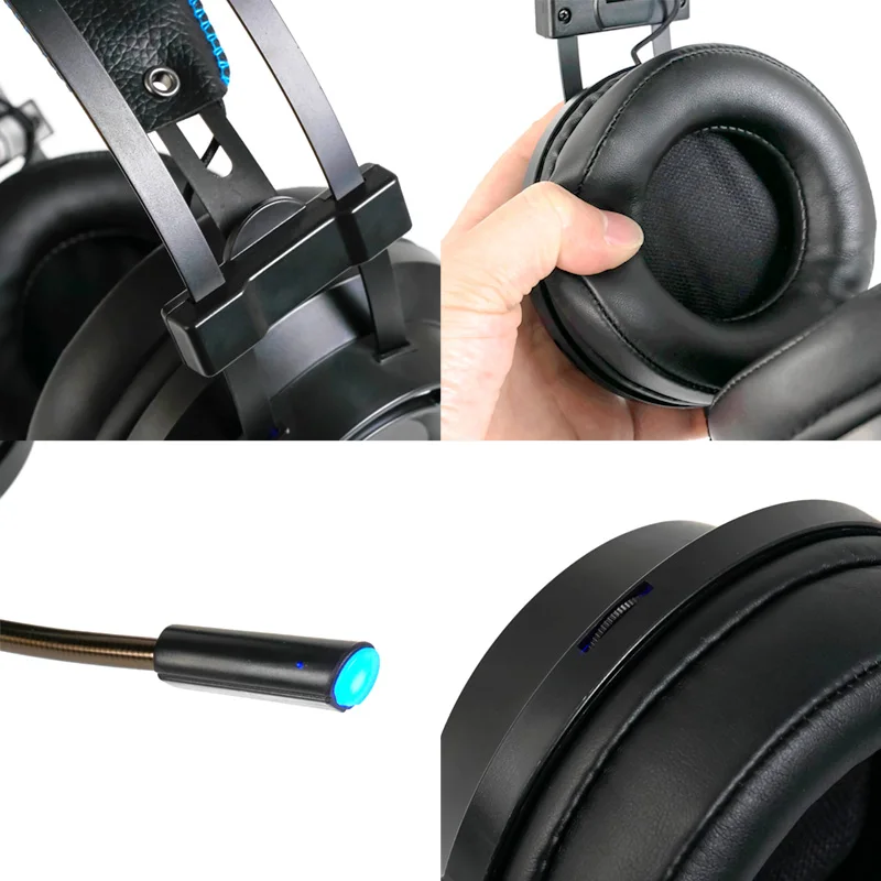 cosbary gaming headset with microphone usb wired headphone virtual 7 1 surround sound gamer headphones for pc computer laptop free global shipping