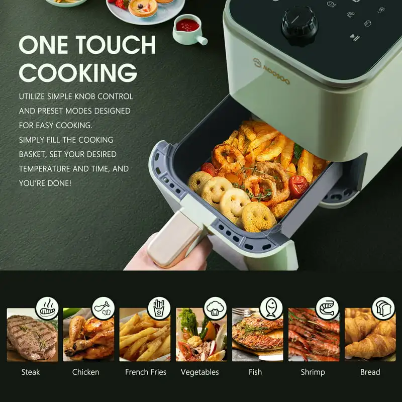 

Fryer 2Qt Stainless Steel Air Fryer Oven with Control Knob Digital Touchscreen