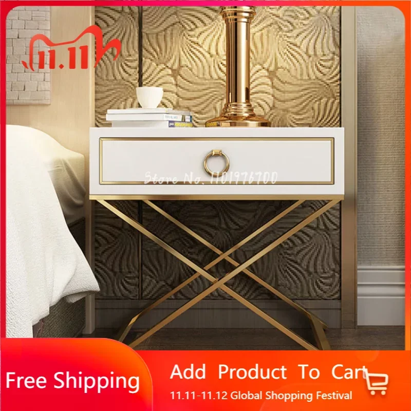 

Modern Minimalist Table Nordic Simple Paint Cabinet Bedroom Small Bedroom Apartment Nightstand Metal Storage Cabinet Nightstands