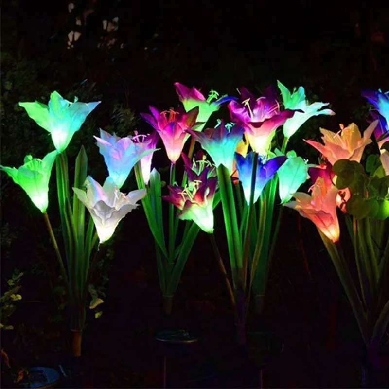 Solar Lily Light Outdoor Waterproof Solar Lamp Flower Lamp Courtyard Lawn Lamp Garden Decoration Solar Power Solar Lights Garden