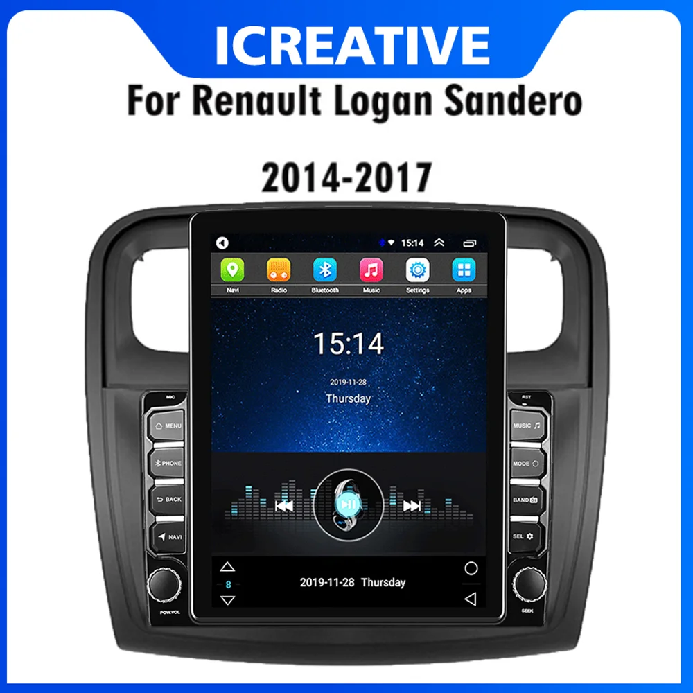 

For Renault Logan Sandero 2014-2017 2 Din 9.7" Tesla Screen Car Multimedia Player 4G Carplay Android Autoradio GPS Navigator
