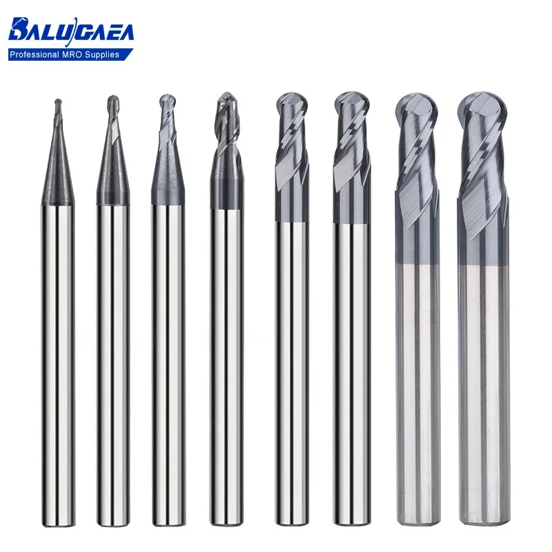 

Фрезерный резак, сферическая торцевая фреза, стандартная спиральная карбидная фреза HRC55, Фрезерный инструмент, резак, фреза с 2 канавками, фр...