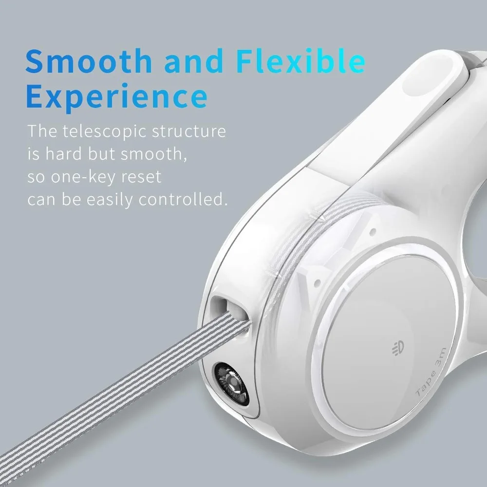 Поводок для собак Petkit Retractable LED 3м для маленьких собак до 66 фунтов, с USB-зарядкой, одним кнопочным тормозом и удобной ручкой.