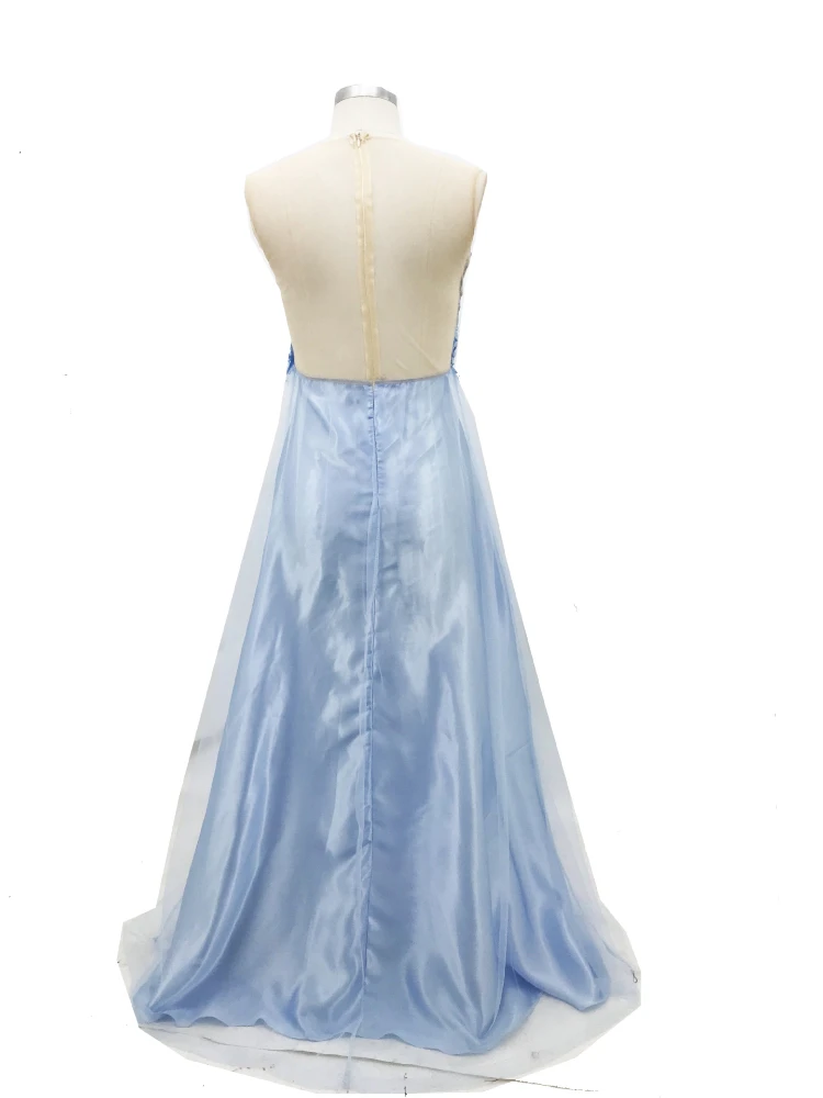 2022 New Fashion Sexy Spring Summer Foreign Trade Solid Temperament Dress Dress Long Dress Light Blue Evening Dress