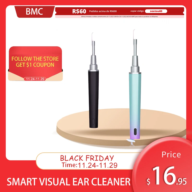 

BMC умный визуальный очиститель для ушей, палочки для удаления ушей, инструмент для удаления воска с hd-камерой, приятная для кожи, Ушная ложка,...