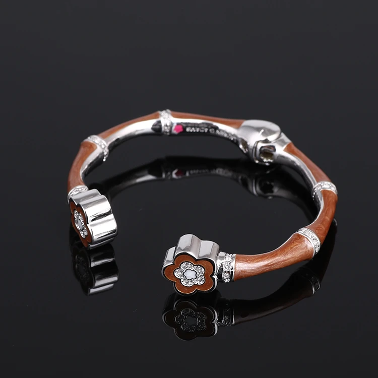 

Personality and creative niche bamboo shape enamel color glaze opening fashion bracelet