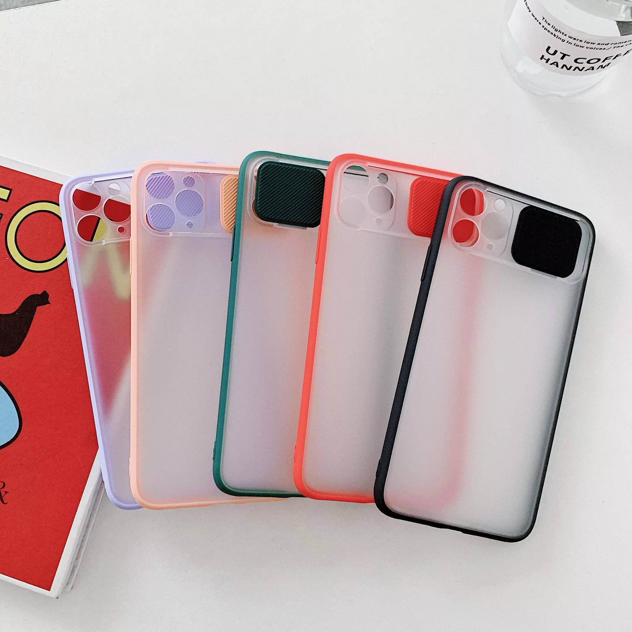 

Slide Camera Lens Protect Phone Case Cover For iPhone 11 12 Pro Max X XS XR Xs Max Matte Clear Hard PC Cover For iPhone 11 7