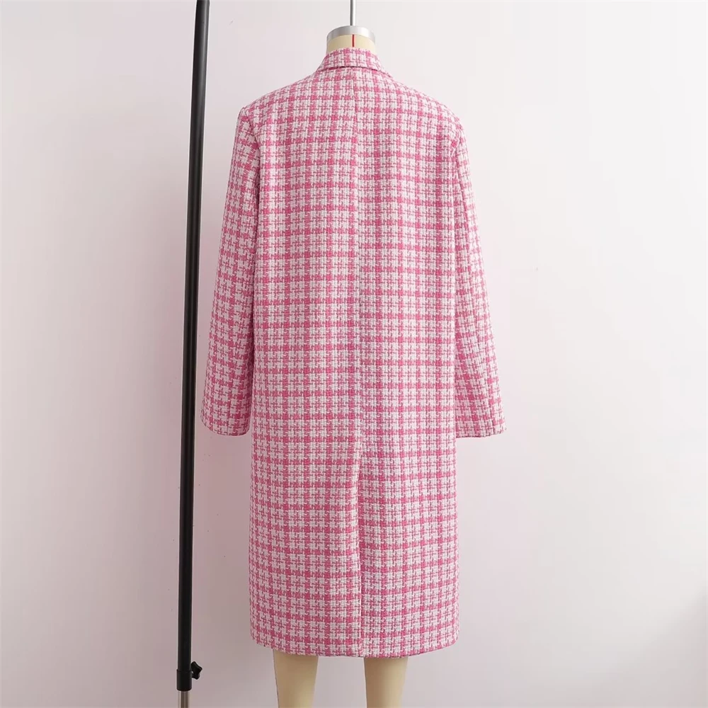 KEYANKETIAN женское розовое твидовое пальто с рисунком гусиные лапки осень и зима