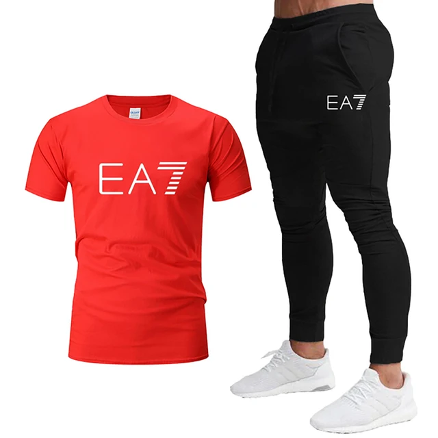 2023 Men's Luxury T-shirt + Pants Suit Brand Short Sleeve Set Luxury Printed Cotton Shirts Jogging Sweatpants Male Sportswear 3