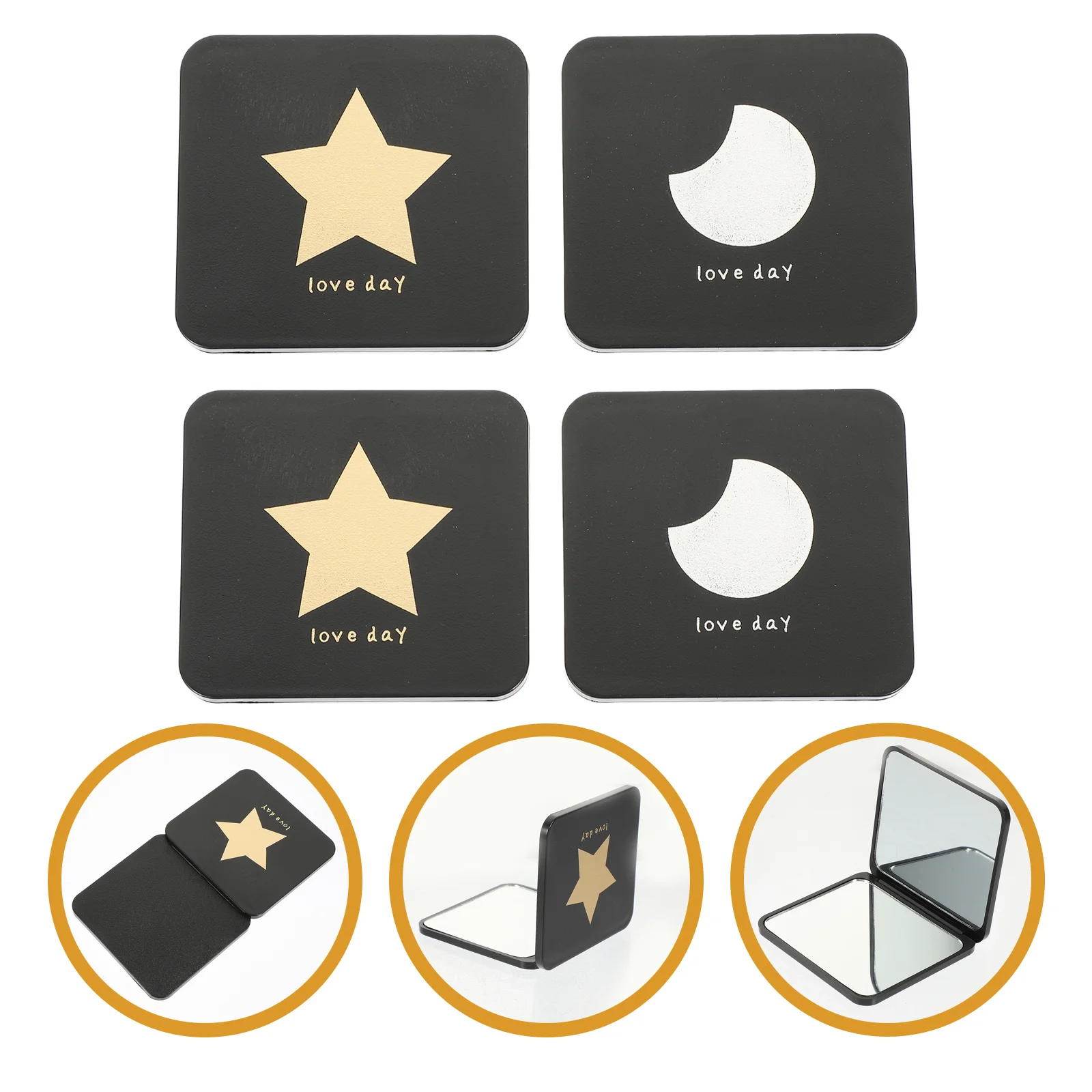 

Mirror Folding Pocket Portable Compact Makeup Handheld Travel Mirrors Vanity Women Sided Mini Square Inch Handbag 3.5 Purse Men
