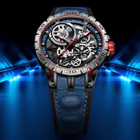 oblvlo designer skeleton sport automatic mechanical watch for men rubber strap sapphire shockproof waterproof diameter 47mm lm