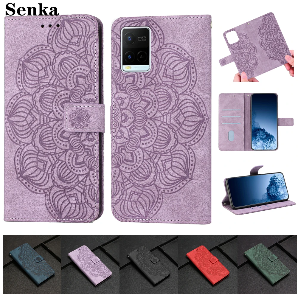 

Luxury Embossed Leather Protect Flip Phone Case for ViVo Y21 Y21S Y33S Y20 Y12S Y17 Y12 Y15 Y11 Wallet Shockproof Stand Cover
