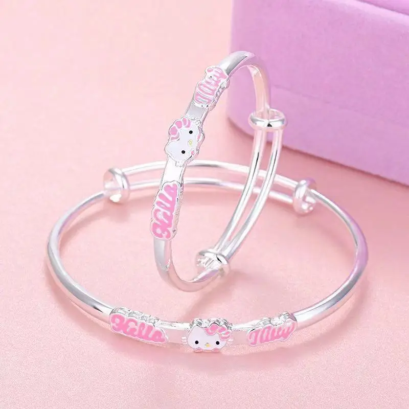 

Милый мультяшный браслет TAKARA TOMY Hello Kitty из стерлингового серебра 990 пробы, простой женский браслет, подарочное украшение