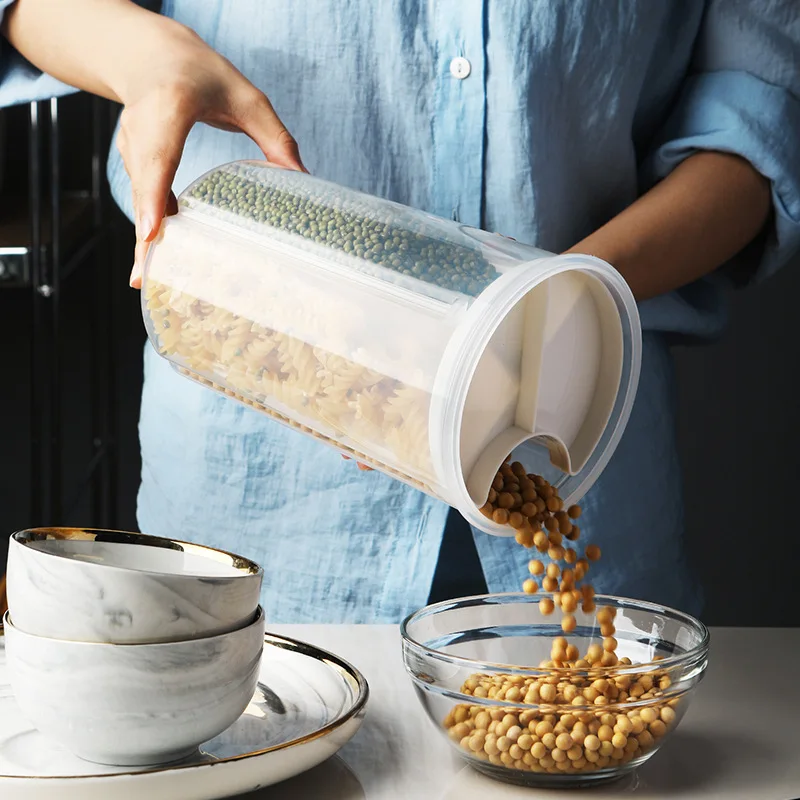

1Pcs Refrigerator Miscellaneous Grains Transparent Airtight Jar Kitchen Bean Food Grade Storage Tank Divided Plastic Bottle Box
