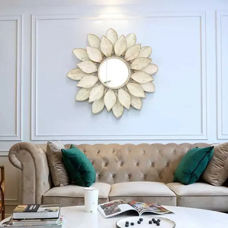 

Porch Wall Three-dimensional Wrought Iron Decorative Mirror Wall Hanging Creative Home Wall Decoration Jewelry Cover Pendant