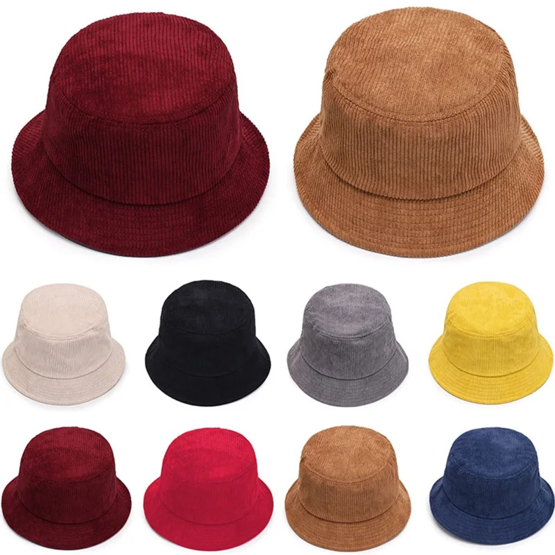 

Bucket Hat Women Men's Corduroy Fisherman Hat Retro Fashion Autumn and Winter Hat Flat Bottom Bob Gorro Hip Hop Caps Panama