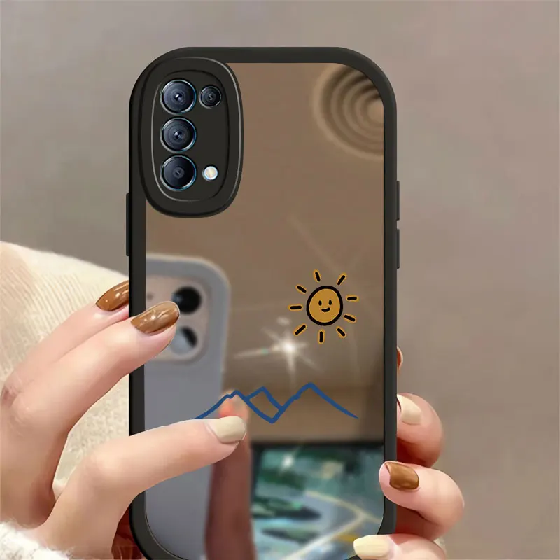 Мягкий силиконовый зеркальный чехол с рисунком Луны и солнца для OPPO F23 F17 F19 F11 F9 F21