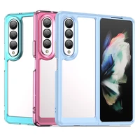 capa for samsung z fold4 5g acrylic transparent space case for galaxy z flip 4 sm f721b ultra slim candy color clear phone cover