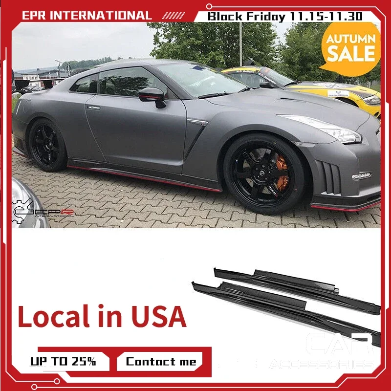 

For Nissan GTR R35 2012 On NSMO Style Carbon Fiber Side Skirt Glossy Finish Door Step Cover Tuning Extension Trim Body Kit Part
