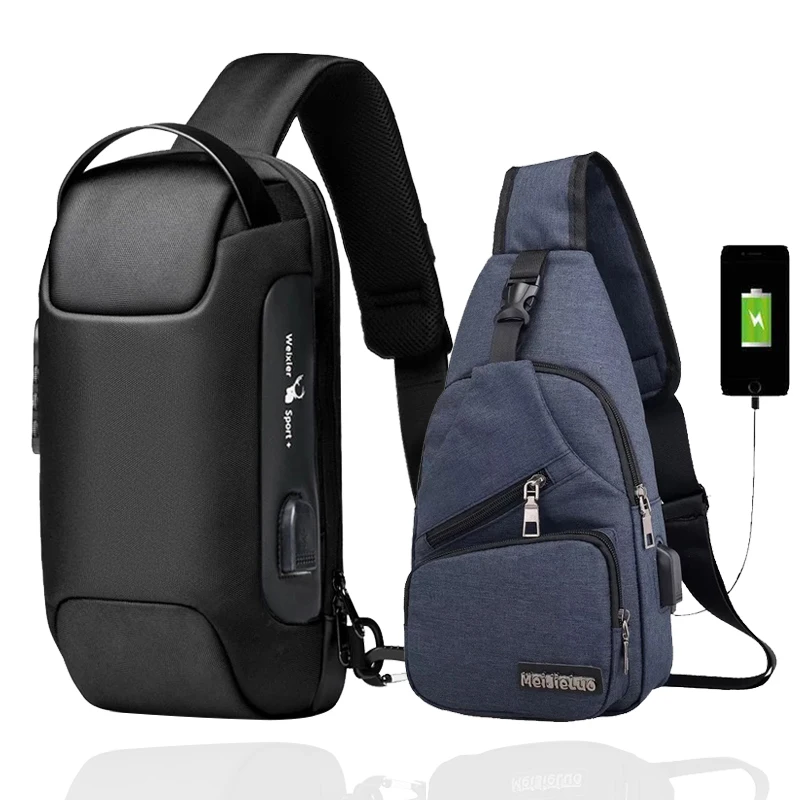 2 шт./комплект мужская сумка через плечо с USB-разъемом |
