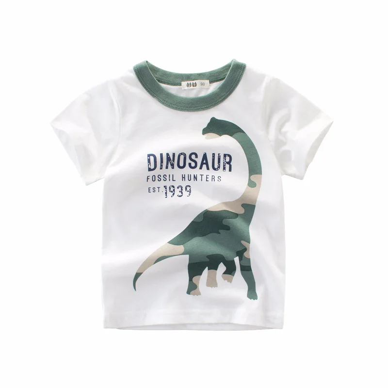 

Fashion Dinosaur Print Kids T-Shirt 2022 New Summer Boys Short-sleeved Children's T Shirt Cotton Cartoon Tee Tops Clothes
