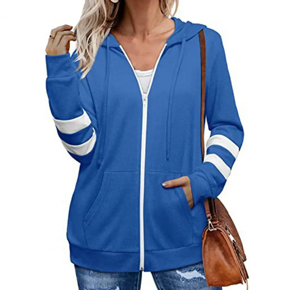 

Stylish Hoodie Jacket Warm Pockets Thick Women Pure Color Hooded Jacket Coat Women Coat Cold Resistant