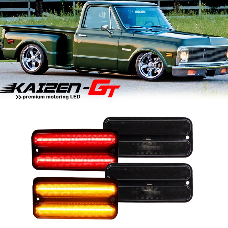 

Smoked Lens Amber/ White/ Red LED Car Front & Rear Side Marker Lights For 1968-1972 Chevy & GMC Pickup Trucks Fender Flare Lamps