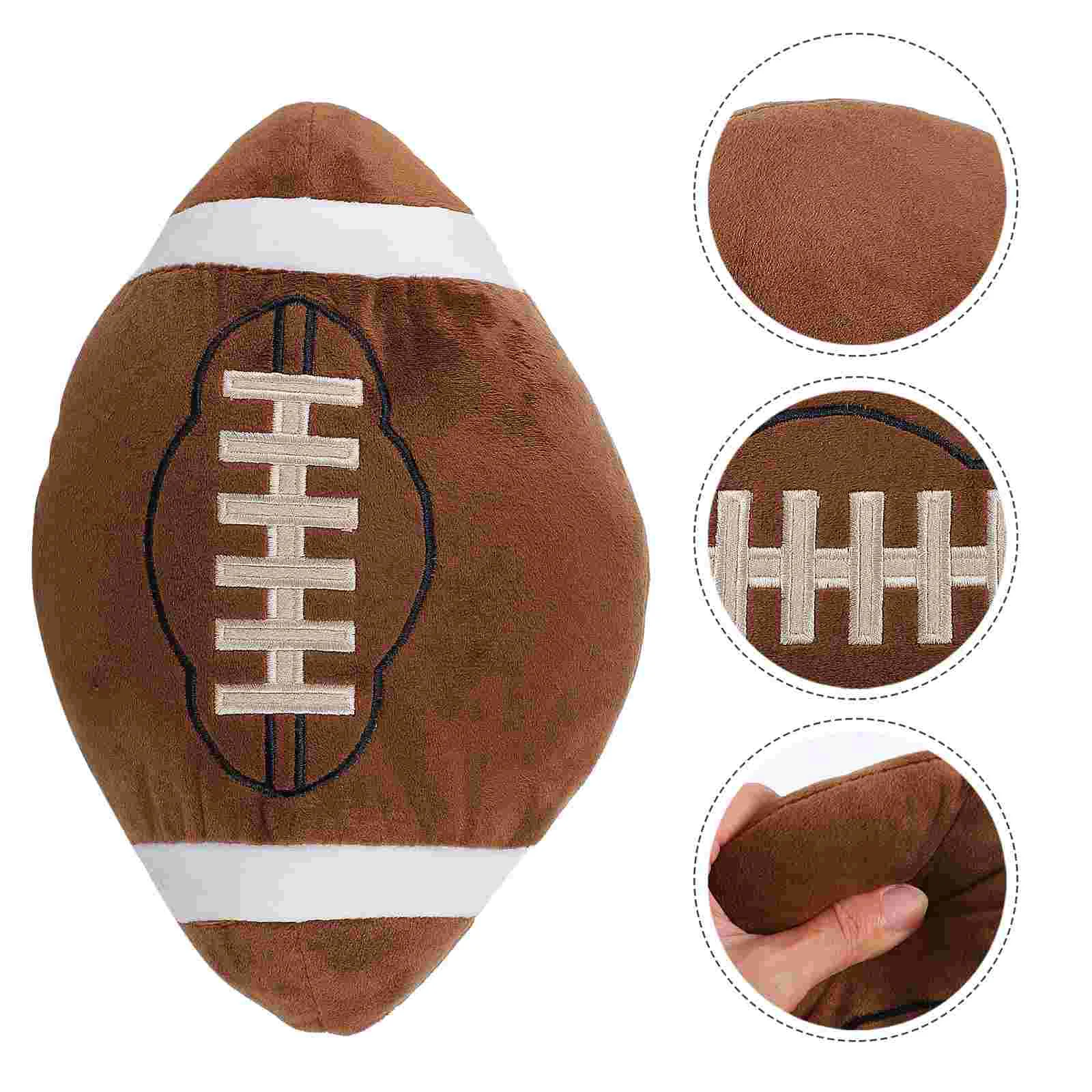 

Fluffy Stuffed Animals Football Pillow Sofa Decorations Gift 30x20cm Throw Rugby-shaped Cushion Brown Plush Toy