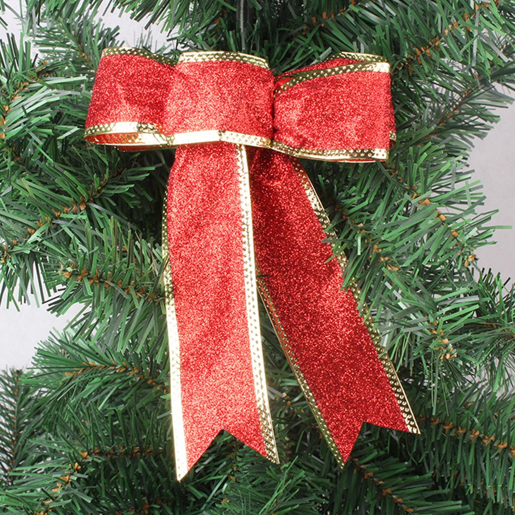 

5pcs Glitter Bow-knot Ribbon Xmas Bow-knot for Wreath Garland Christmas Ornament Home Decoration