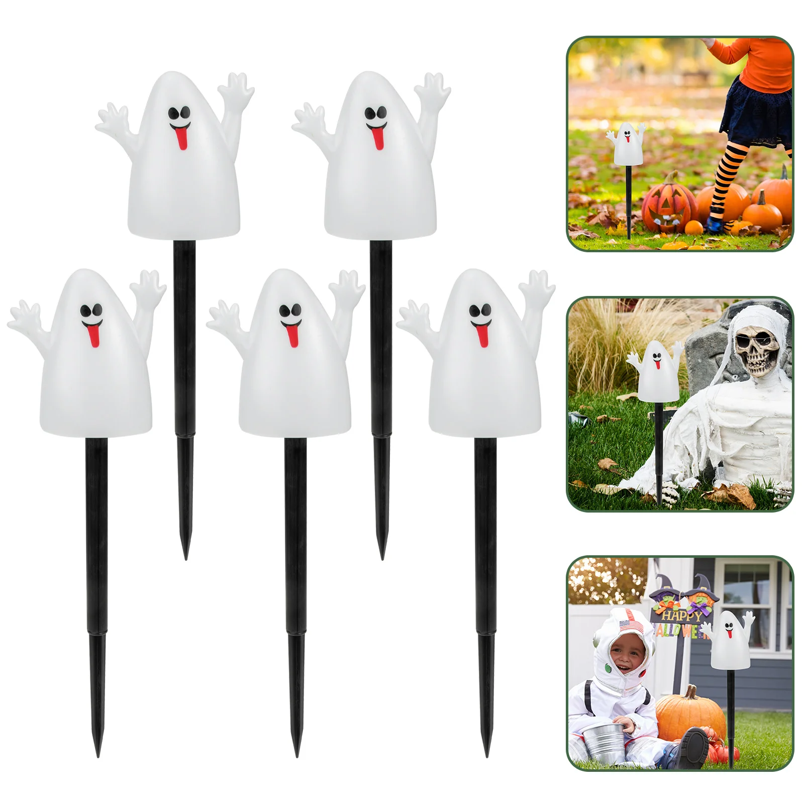 

5 Pcs Ghost Light Accessories Yard Stakes Delicate Garden Decor Accessory Outdoor Metal Signs Props Halloween Decorations Abs