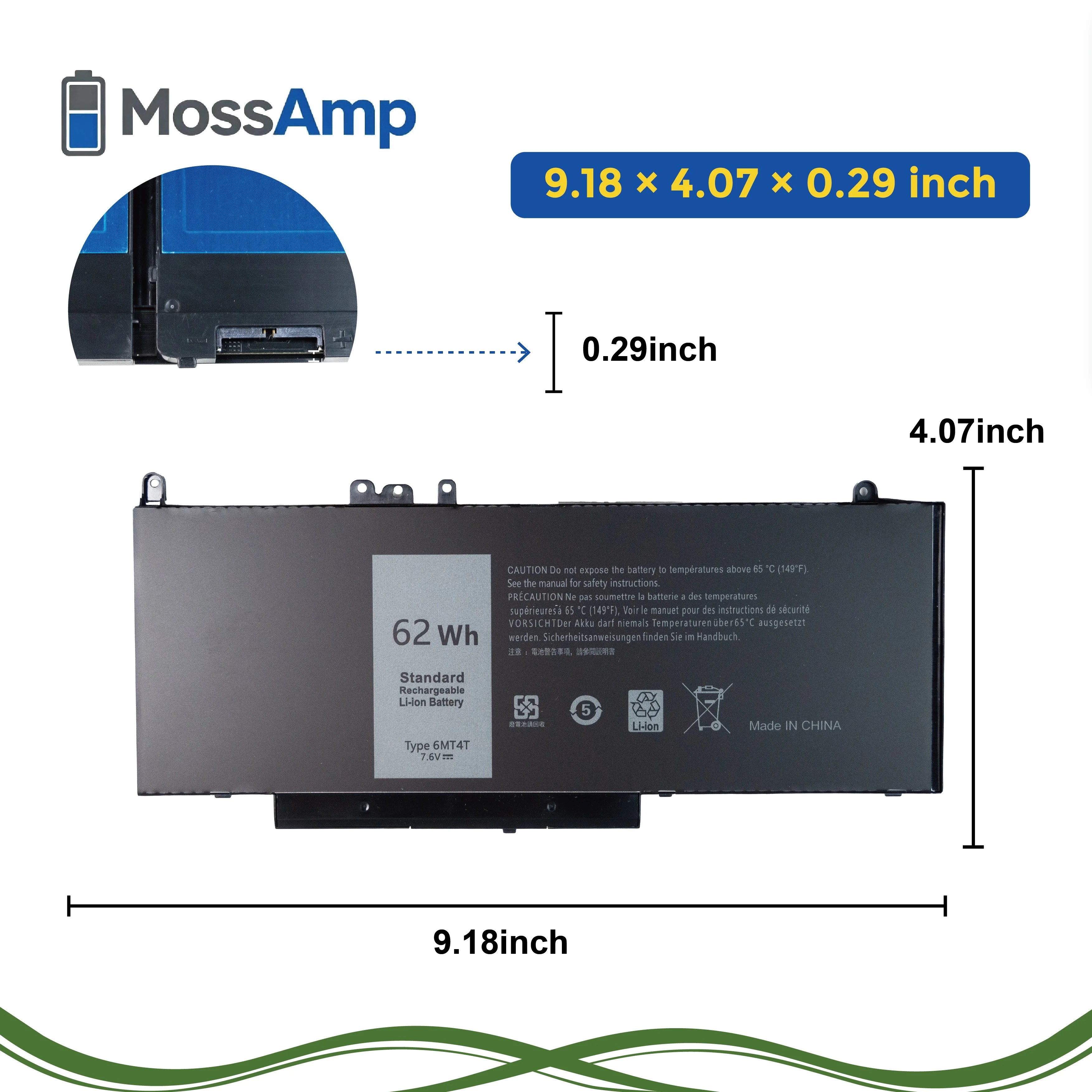 Фото Аккумулятор для ноутбуков MossAmp 7.6V 62WH 6MT4T для Latitude E5470 E5570 E5270, Precision 3510 P62G P48F, 7V69Y TXF9M 79VRK HK6DV 451-BBTX №4