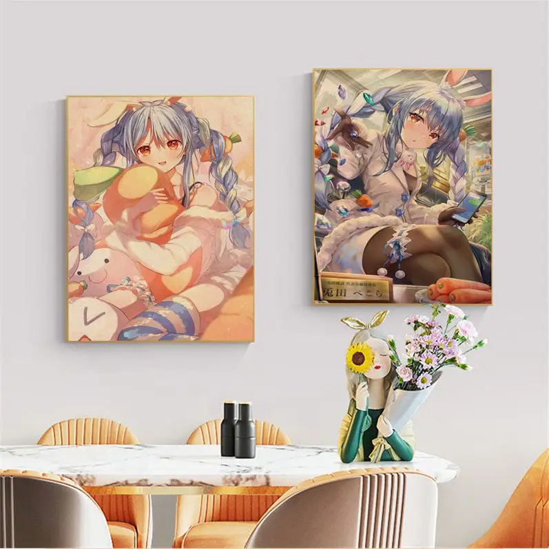 

Usada Pekora DIY Poster Retro Kraft Paper Sticker DIY Room Bar Cafe Vintage Decorative Painting