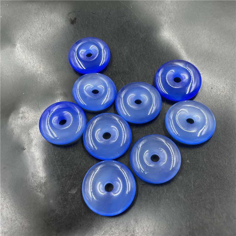 

30mm Blue Jade Donut Round Safety Buckle Stone Beads For Jewelry Making Diy Bracelet Charm Necklace Pendant Jewellery Accessorie