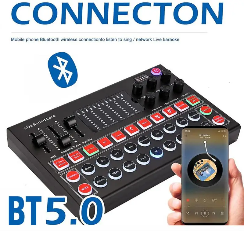 

Live Sound Card M9 Voice Changer Device Multifunctional External Table For USB Headset Mic Mobile Computer PC Live Broadcast