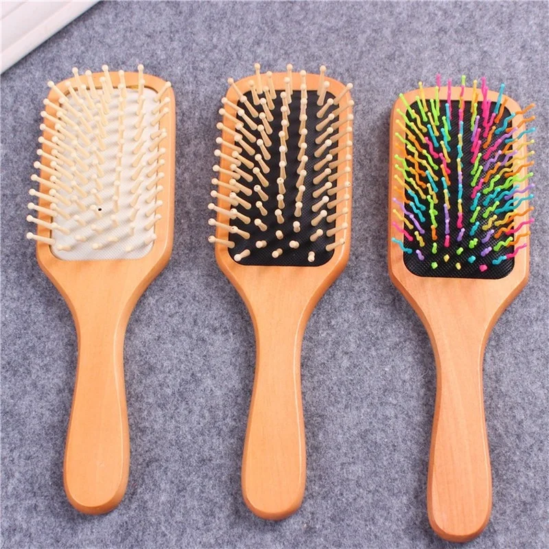 

1 Comb Hair Care Brush Massage Wooden Spa Massage Comb 2 Color Antistatic Hair Comb Massage Head Promote Blood Circulation