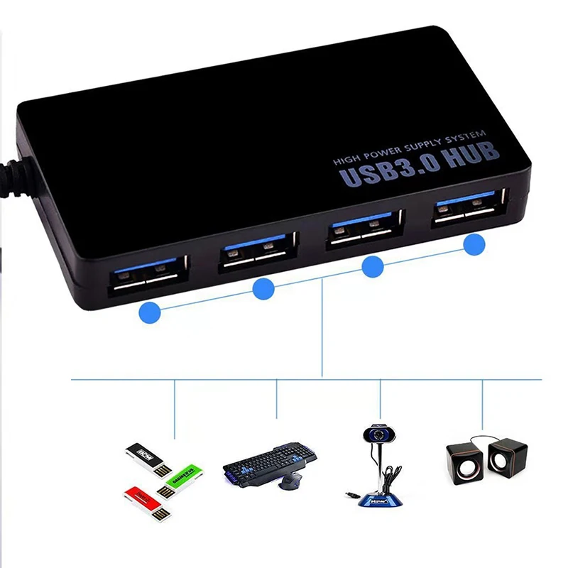 

USB 3.0 Laptop PC High Speed External 4 Ports Adapter Splitter USB Expander
