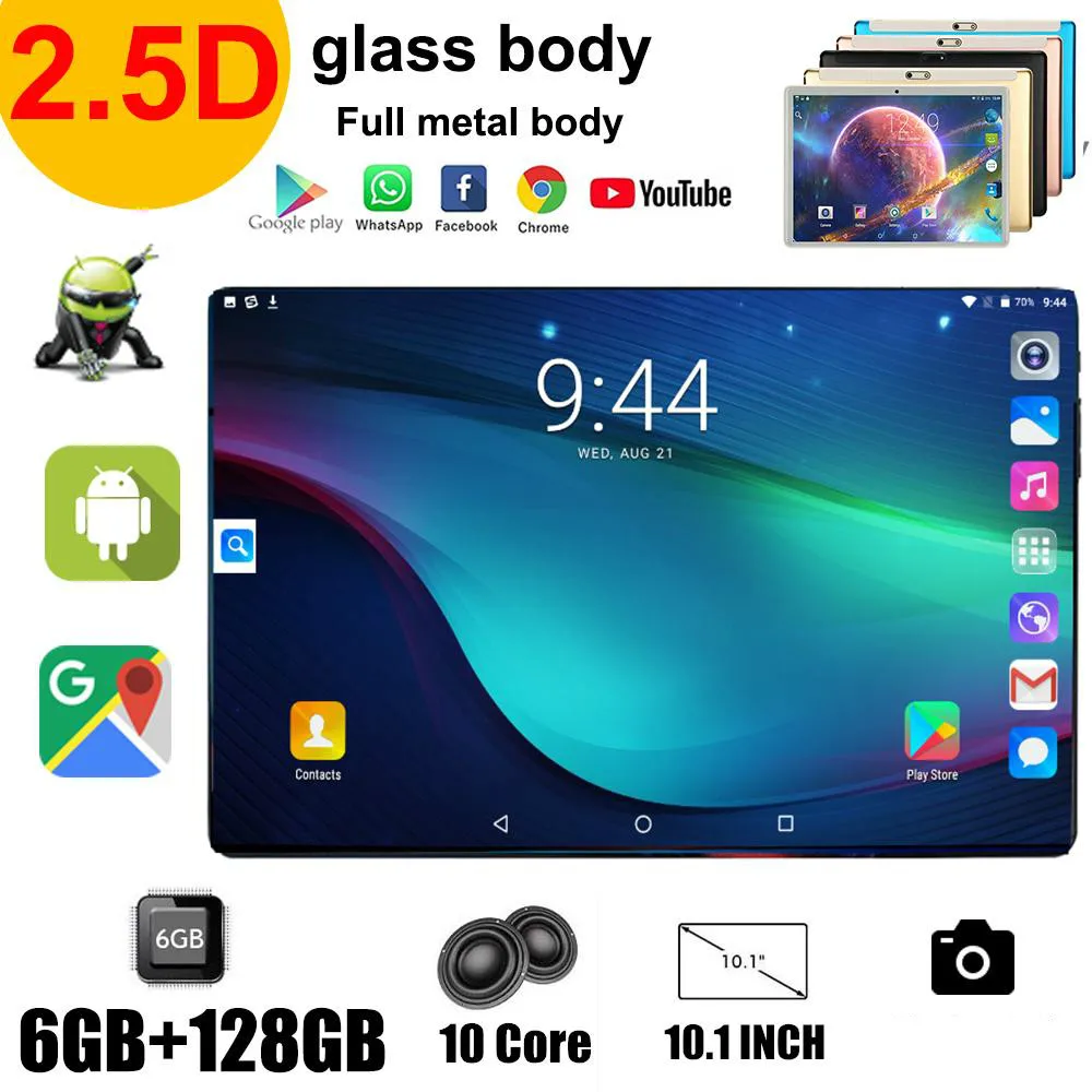 

2022 Android 9.0 Octa Core 10.1 Inch Tablet PC 6GB RAM 128GB ROM 5MP WIFI GPS 4G LTE 2.5DTempered Glass IPS 1280*800 Kids Tablet